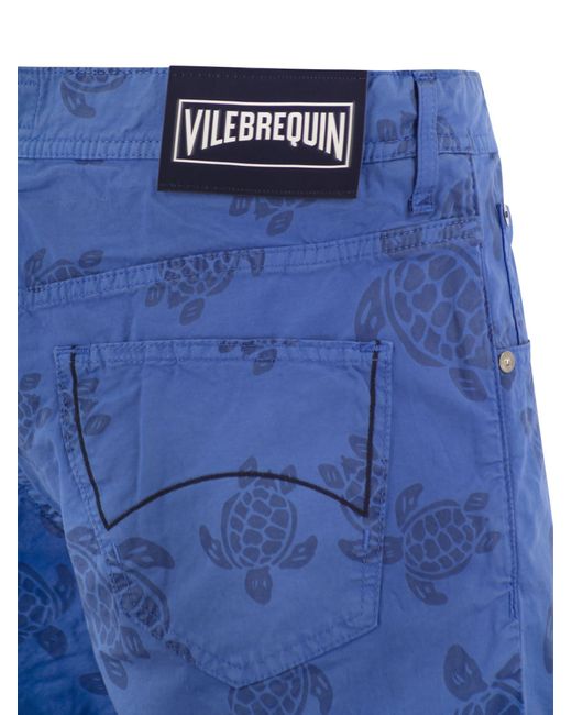 Vilebrequin Blue Bermuda Shorts With Ronde Des Tortues Resin Print for men