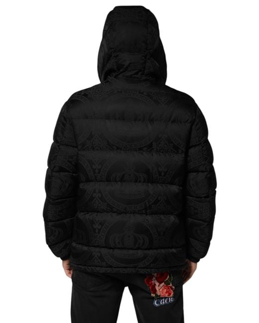 Dolce & Gabbana Black Patterned Puffer Jacket for men