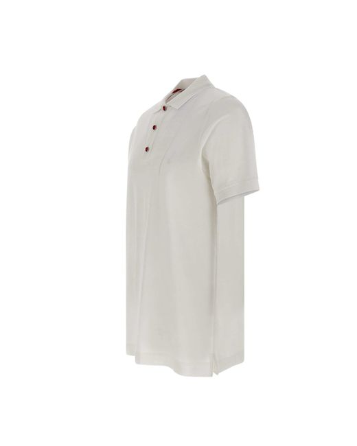 Kiton White Ultrafine Cotton Polo Shirt for men