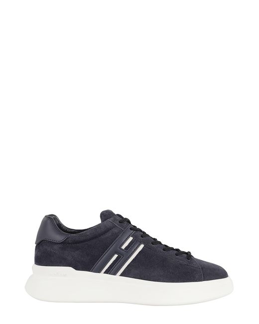 Hogan Blue H580 Lace-Up Sneakers With Distinctive Leather Logo for men