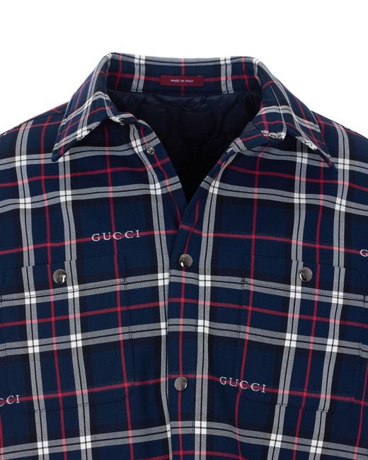 Gucci Blue Tartan Padded Jacket for men