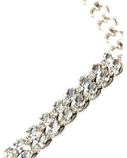 Isabel Marant Metallic Crystal Chain Necklace Jewelry Silver