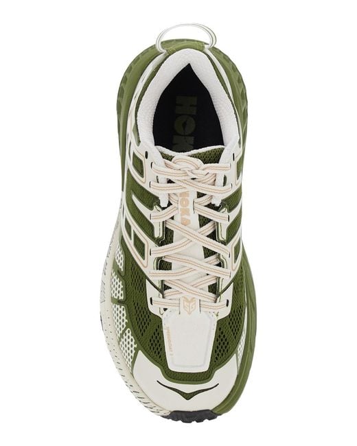 Hoka One One Green Low Top Sneakers With Geometric Motif