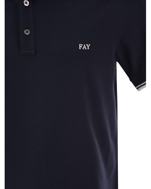 Fay Blue Stretch Polo for men