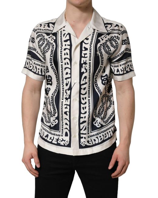 Dolce & Gabbana White Logo Bandana Short Sleeves Shirt And Silk for men