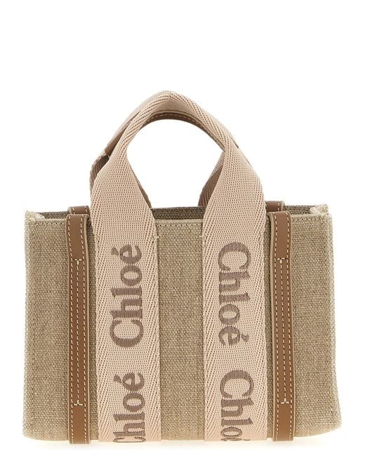 Chloé Brown Linen Handbag Bag