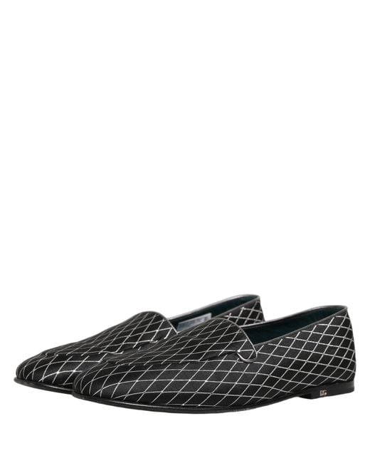 Dolce & Gabbana Gray Velvet Diamond Stitched Loafers Shoes Leather for men
