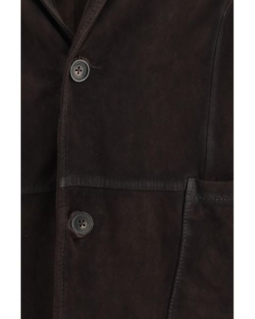 D'Amico Black Single-Breasted Jacket Suede Lamb Ovis Aries Blazers E Vests for men