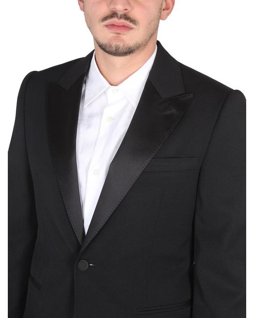 McQueen Black Single-Breasted Suit Jacket Wool for men