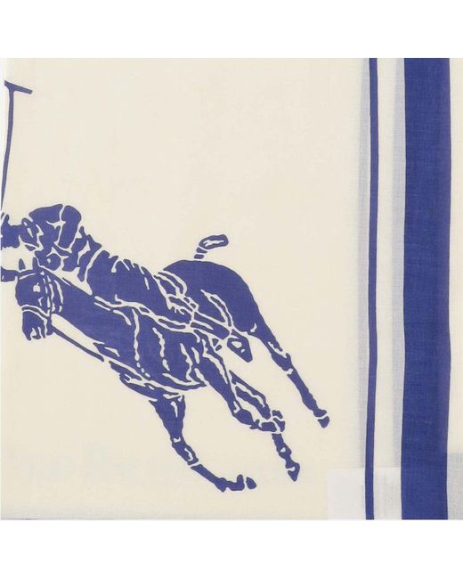 Polo Ralph Lauren Blue Cotton Scarf With Logo