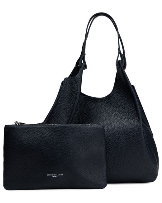 Gianni Chiarini Black Tote Bag With Pouch, Calfskin