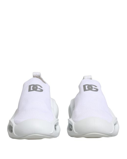 Dolce & Gabbana White Slip On Wave Low Top Sneakers Shoes Polyester Viscose