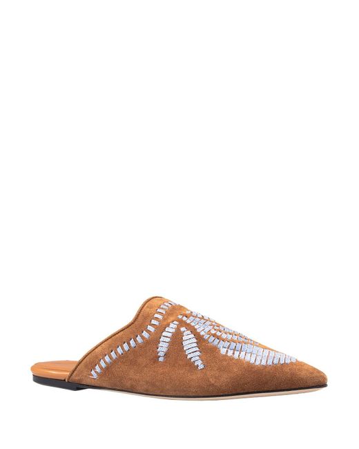 Ermanno Scervino Brown Suede Sabot With Embroidery