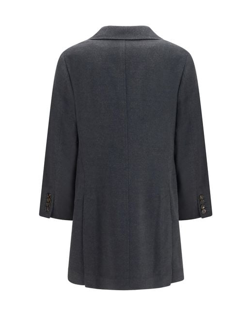 Brunello Cucinelli Blue Cashmere Coat (Capra Hircus) for men