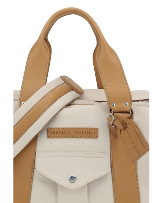 Brunello Cucinelli Natural Street Travel Bag Calf Leather Bos Taurus for men