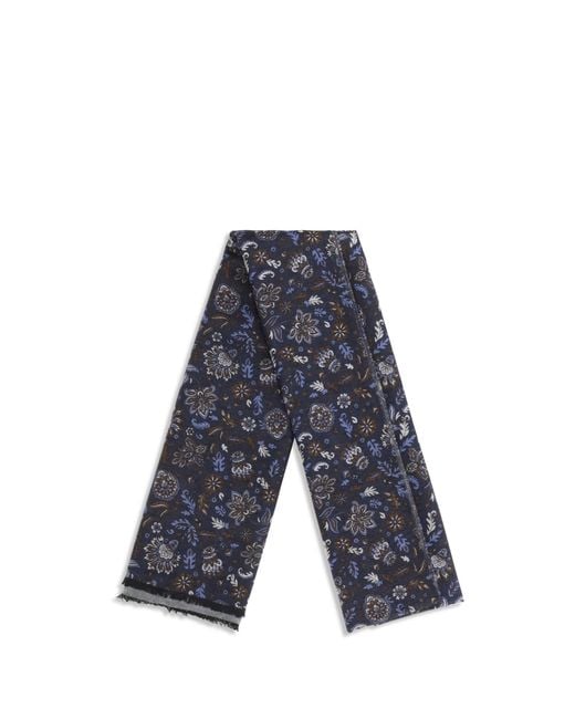 Kiton Blue Paisley Patterned Scarf Silk for men