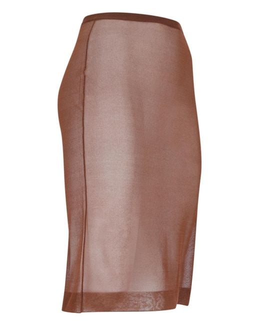 Saint Laurent Brown Silk-Blend Ruched Skirt