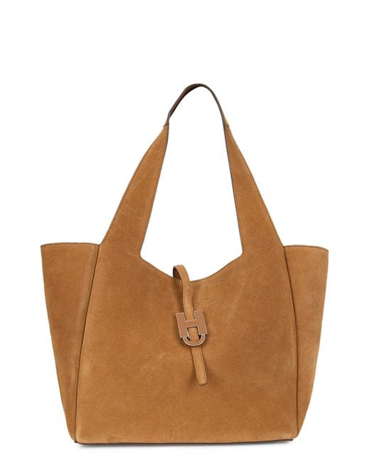 Hogan Brown Shopper Bag Light Suede Calf Skin Tote