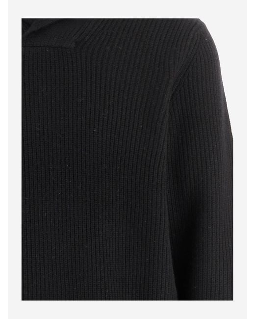 Vince Black Wool And Cashmere Sweater With Shawl Collar for men