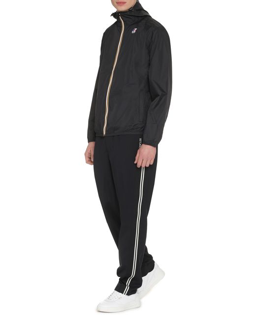 K-Way Blue Claude Hooded Nylon Jacket Polyamide Raincoats for men