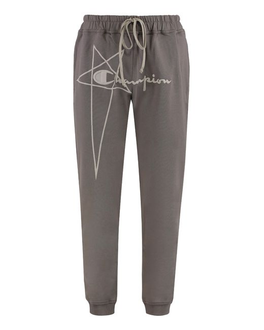 Rick Owens Gray X Champion Cotton Sweatpants Track Pants for men