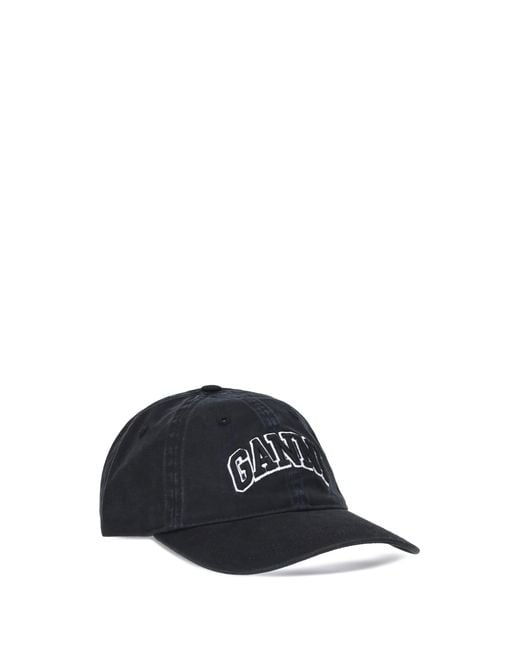 Ganni White Embroidered Logo Baseball Cap Cotton Hat