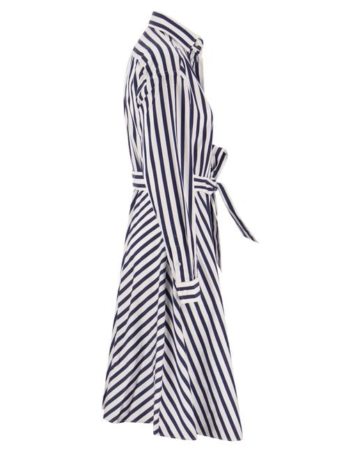 Polo Ralph Lauren White Day Brand-embroidered Cotton Midi Dress