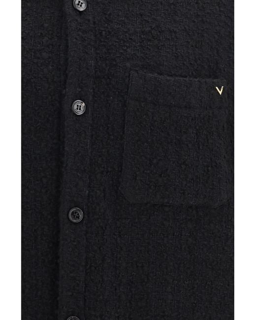 Valentino Blue Textured High-Neck Jacket for men