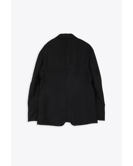 Comme des Garçons Black Jacket Woven Wool Patchwork Blazer With Peak Lapel for men