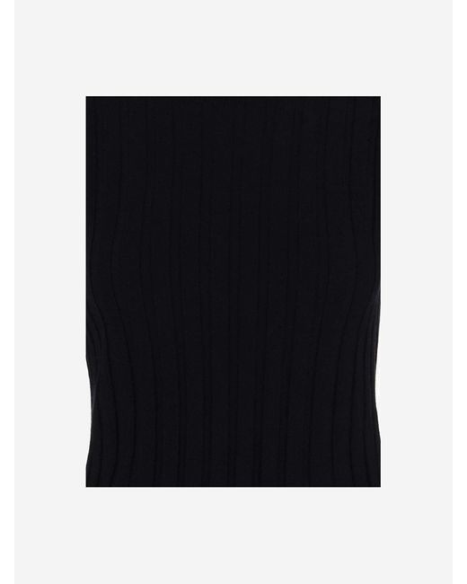Allude Black Ribbed Wool Pullover