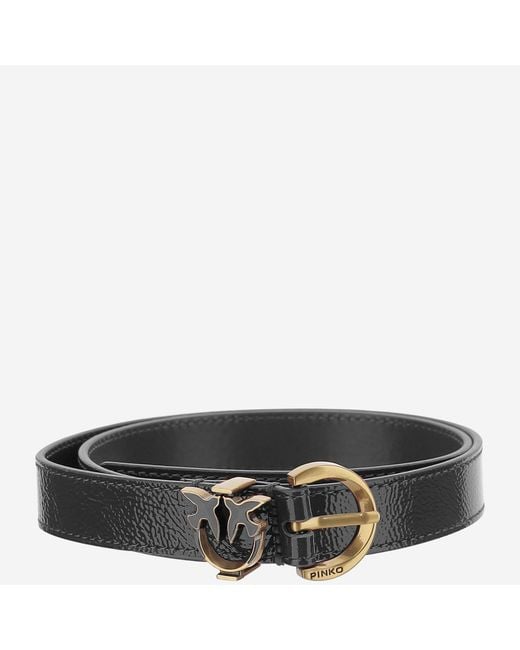Pinko Black Leather Belt With Logo