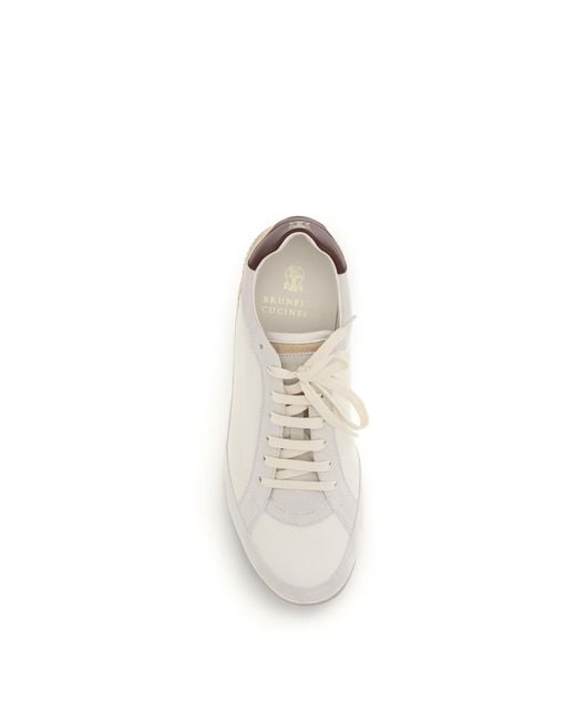 Brunello Cucinelli White Sneakers Calf Leather Butter- Trainers for men