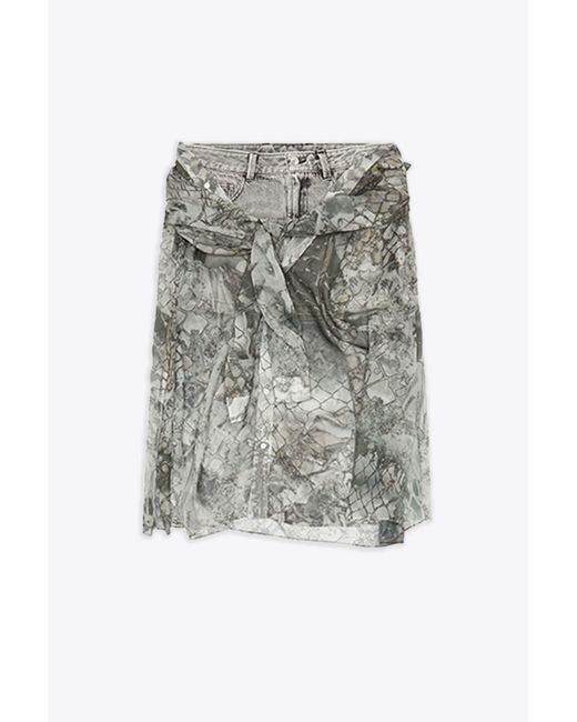DIESEL Multicolor 0Akaso-Jeany Light Denim Skirt With Knotted Chiffon Shirt