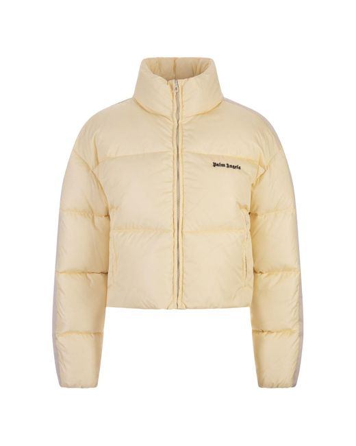 Palm Angels Natural Short Down Jacket With Logo