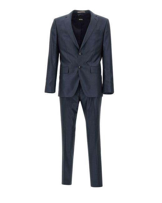 Boss Blue Fresh Wool And Silk Two-Piece Suit for men