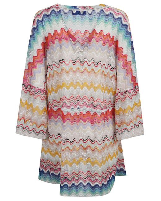 Missoni Multicolor V-Neck Loose Fit Stripe Patterned Dress