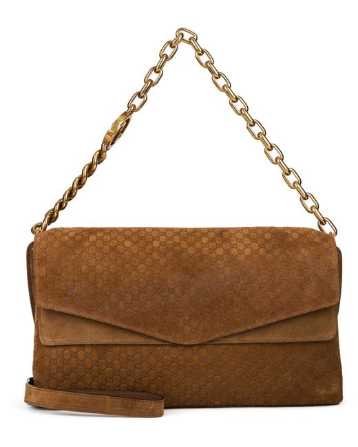Gucci Brown Shoulder Bag Suede Calfskin Handbags