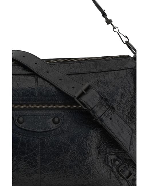 Balenciaga Black Le City Moto Medium Shoulder Bag Lamb Ovis Aries for men
