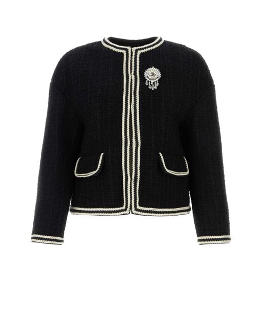 Gucci Black Bouclé Tweed Wool Jacket