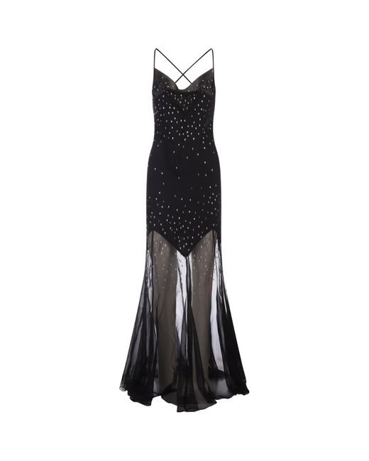 Rabanne Black Long Dress With Crystals