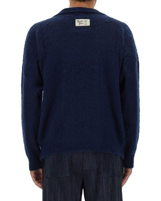 FAMILY FIRST Blue Knitted Polo for men