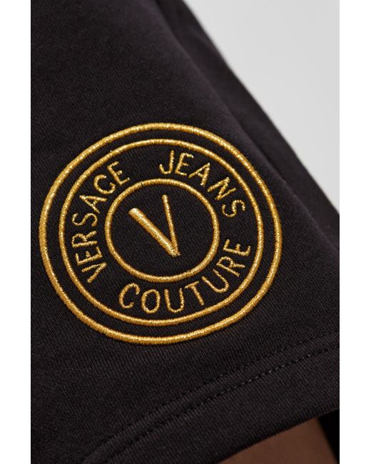 Versace Jeans Couture Black Shorts With Embroidered Logo