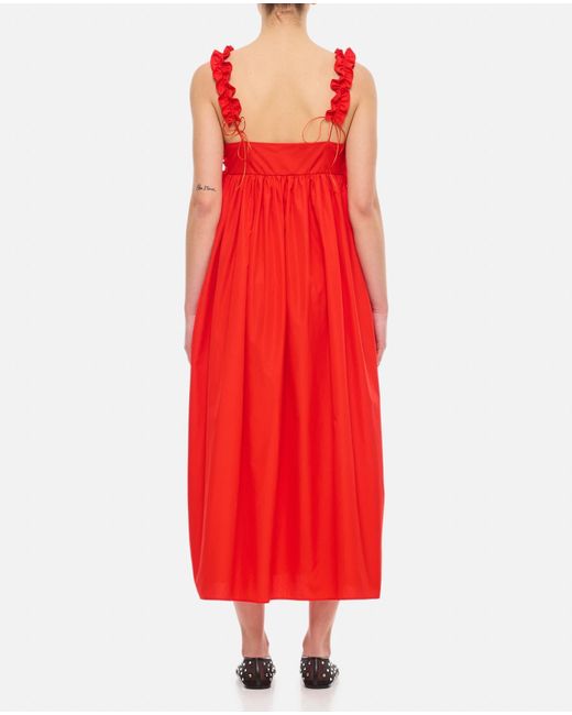 CECILIE BAHNSEN Red Giovanna Cotton Long Dress