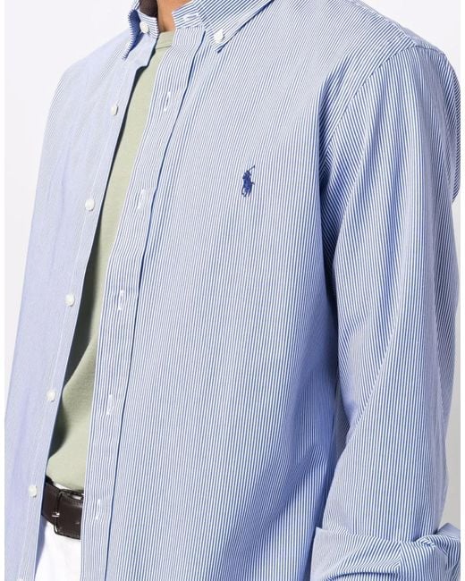 Polo Ralph Lauren White Striped Slim Fit Poplin Shirt Clothing Polo & T-Shirts for men