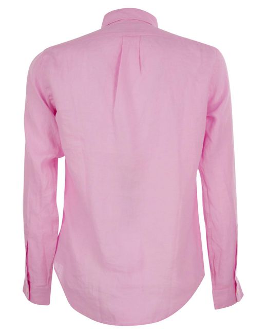Polo Ralph Lauren Pink Slim Fit Linen Shirt for men
