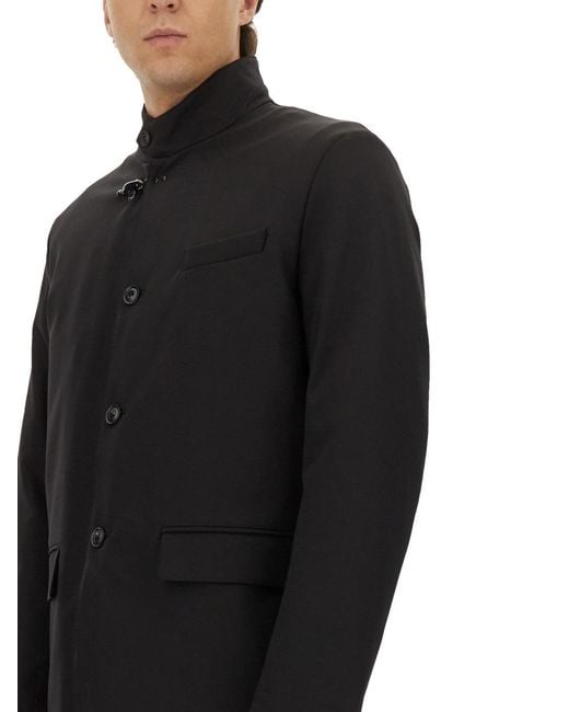 Fay Black Jacket With Hook Polyamide Elastan for men