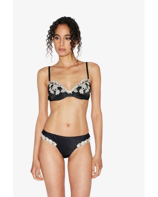 La Perla Black Silk Underwired Bra With Ivory Frastaglio Plm005123,,Ivory Clothing