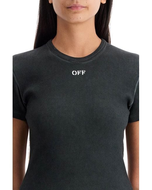 Off-White c/o Virgil Abloh Black Slim Fit Ribbed T-Shirt For