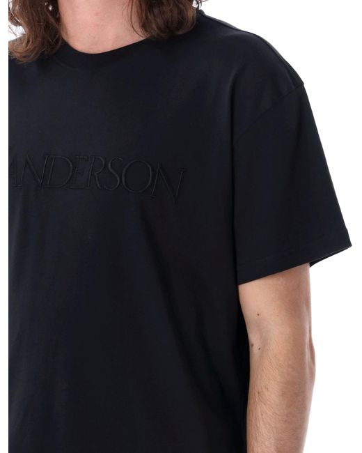 J.W. Anderson Black T-Shirt With Logo Embroidery for men