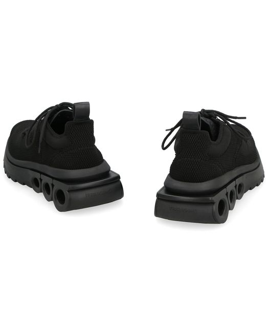 Ferragamo Black Running Sneakers Nima-Anthracite Calf Trainers